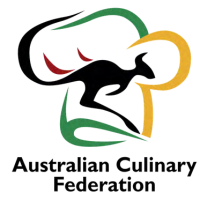 Australian Culinary Federation Logo - Chef hat with Australian colours and kangaroo in the centre